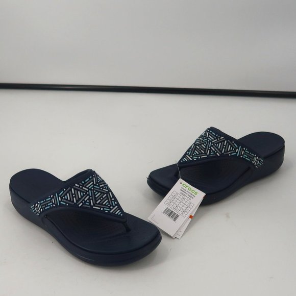 CROCS Navy Blue Women's Sandals - Picture 2 of 10